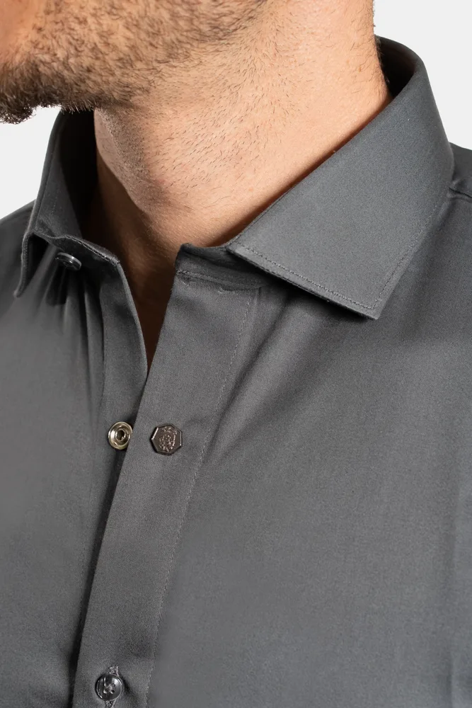 CAMISA ACETINADA LEONE - Chumbo — foto oficial