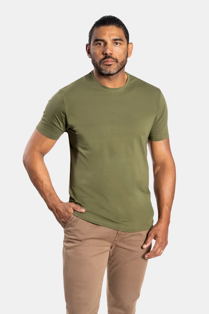 CAMISETA ALGODÃO EGIPCIO CRLN - Verde Musgo — foto oficial